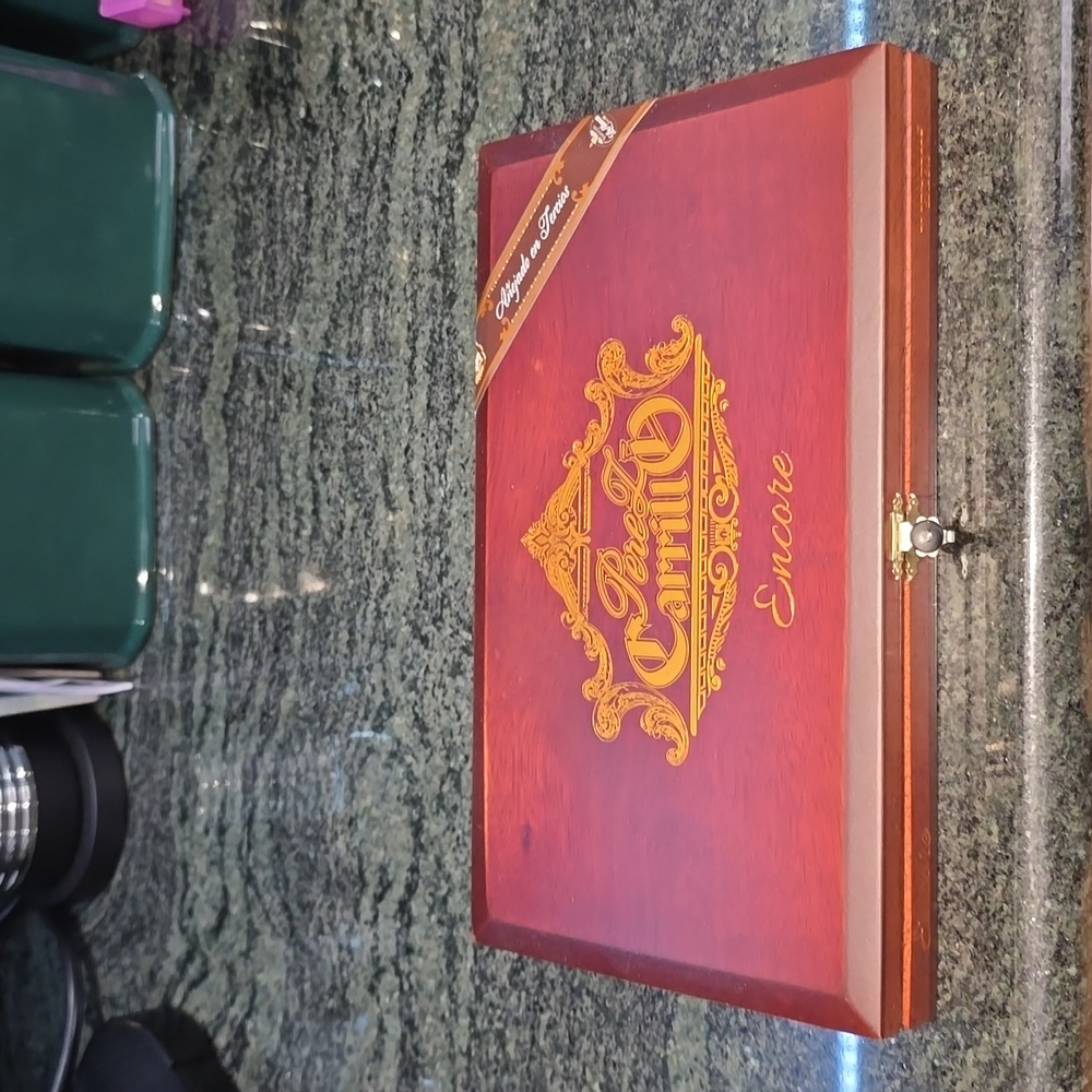 Camille encore empty wood cigar box
